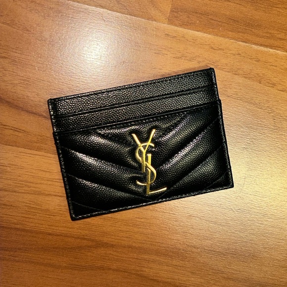 Yves Saint Laurent Handbags - Authentic YSL Monogram Card Case in Grained Leather